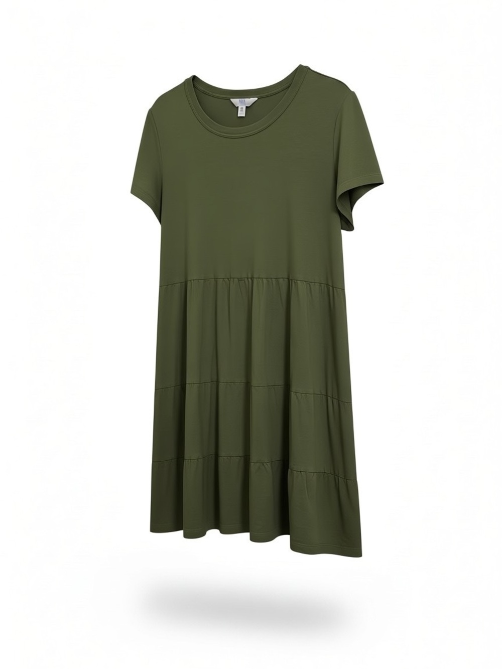 Time and Tru Olive Green Short Sleeve Tiered Tee Dress XXL